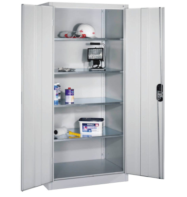 Stahlschrank 8922-052 S10160 lichtgrau 93,0 x 60,0 x 195,0 cm, aufgebaut
